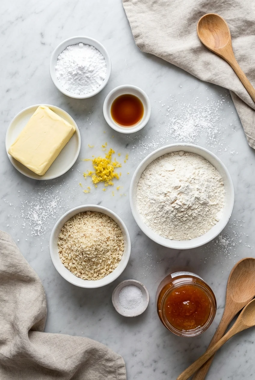 Ingredients for Apricot Linzer Cookies