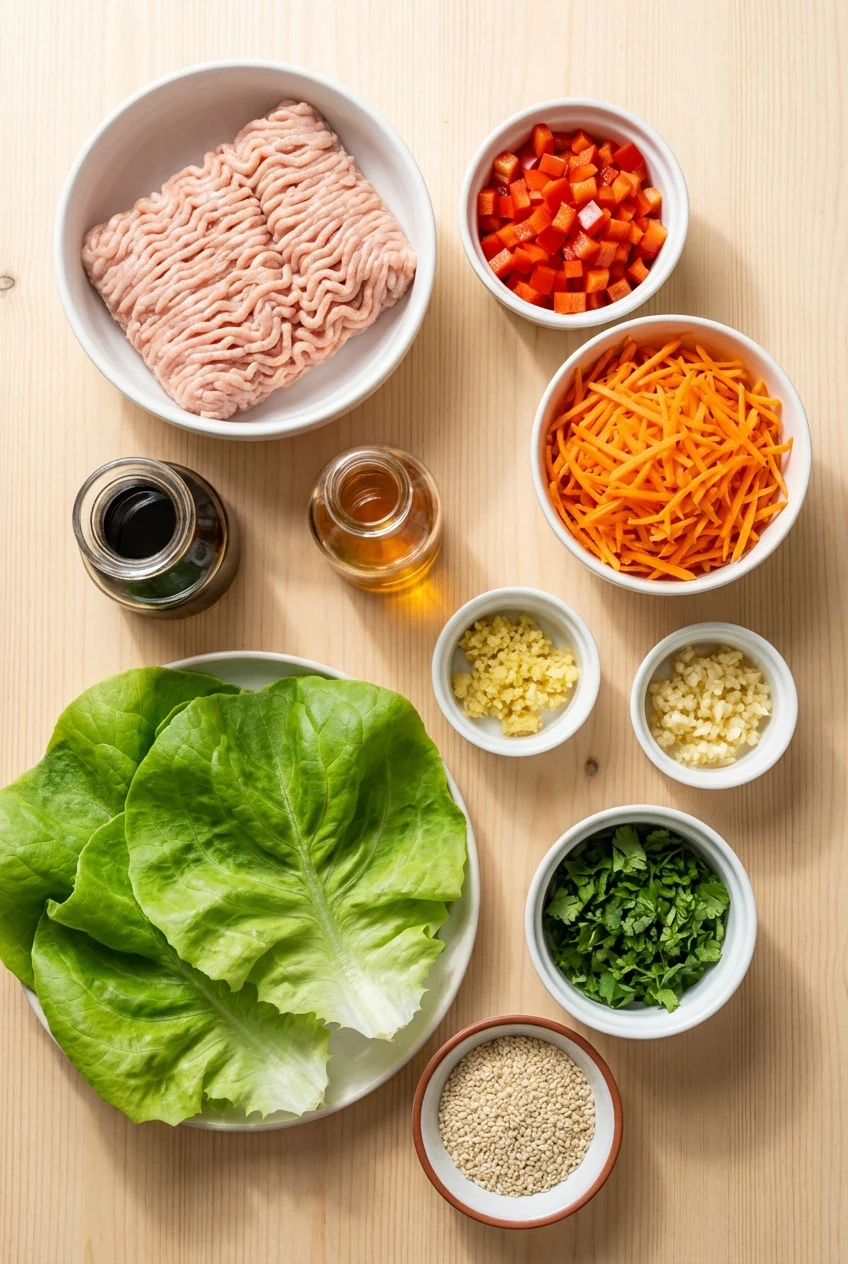 Ingredients for Asian Chicken Lettuce Cups
