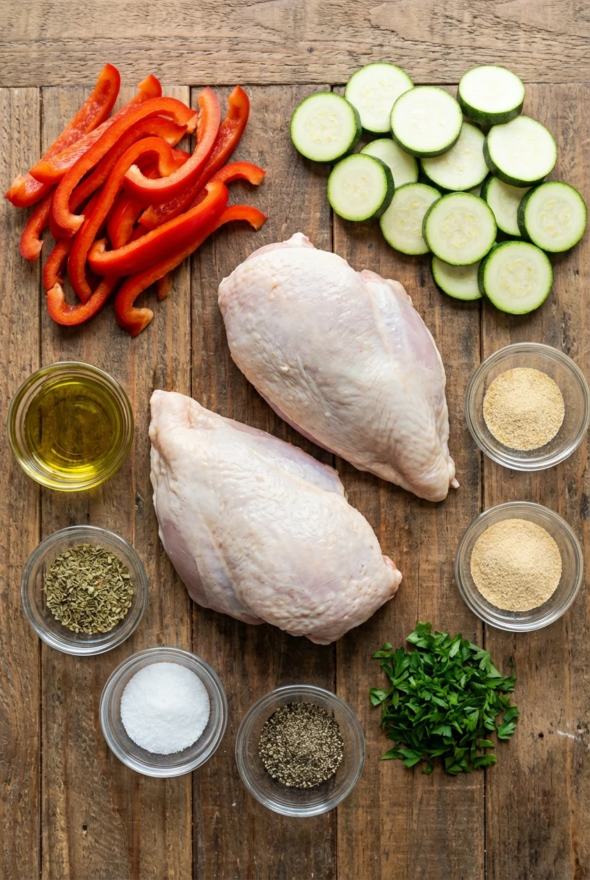 Ingredients for Baked Chicken Meal Prep Bowls