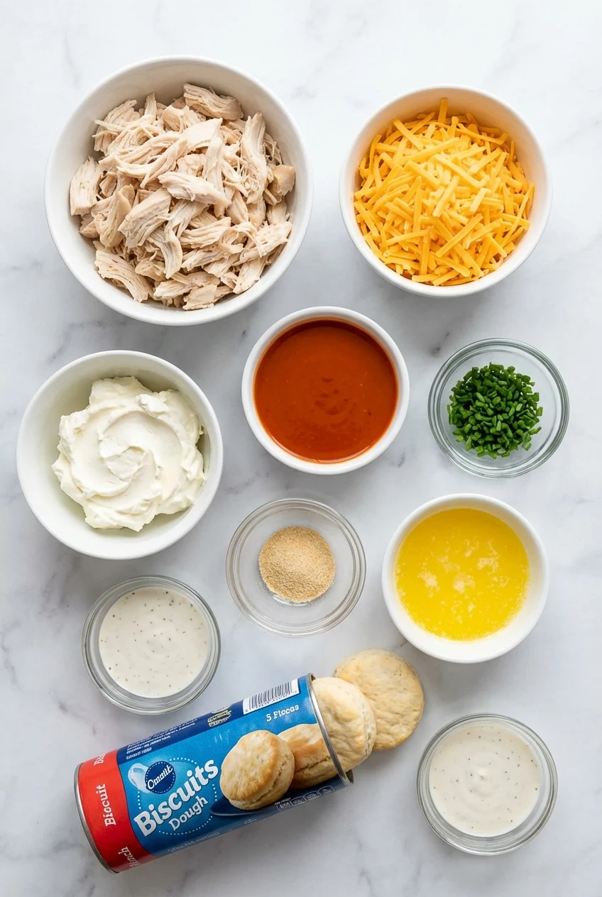 Ingredients for Buffalo Chicken Bombs