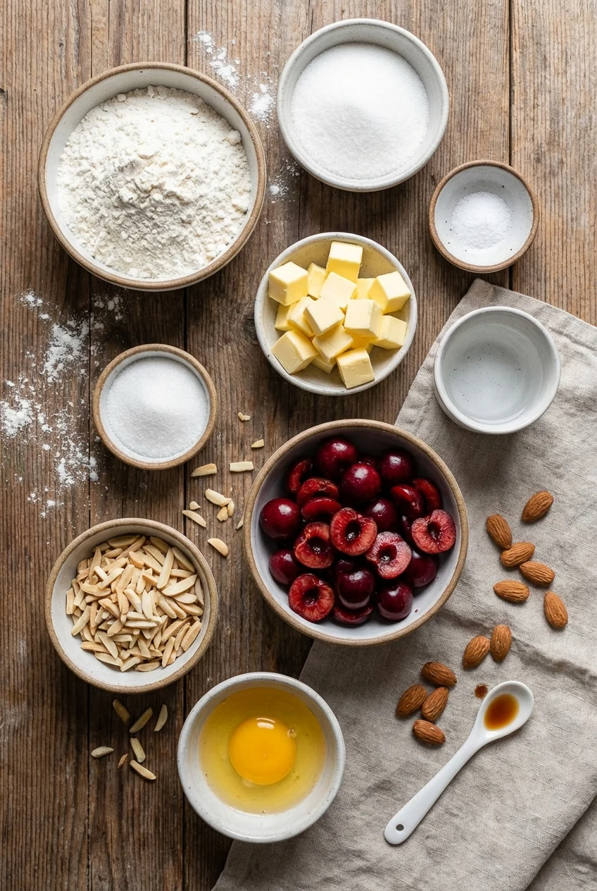 Ingredients for Cherry Almond Galette