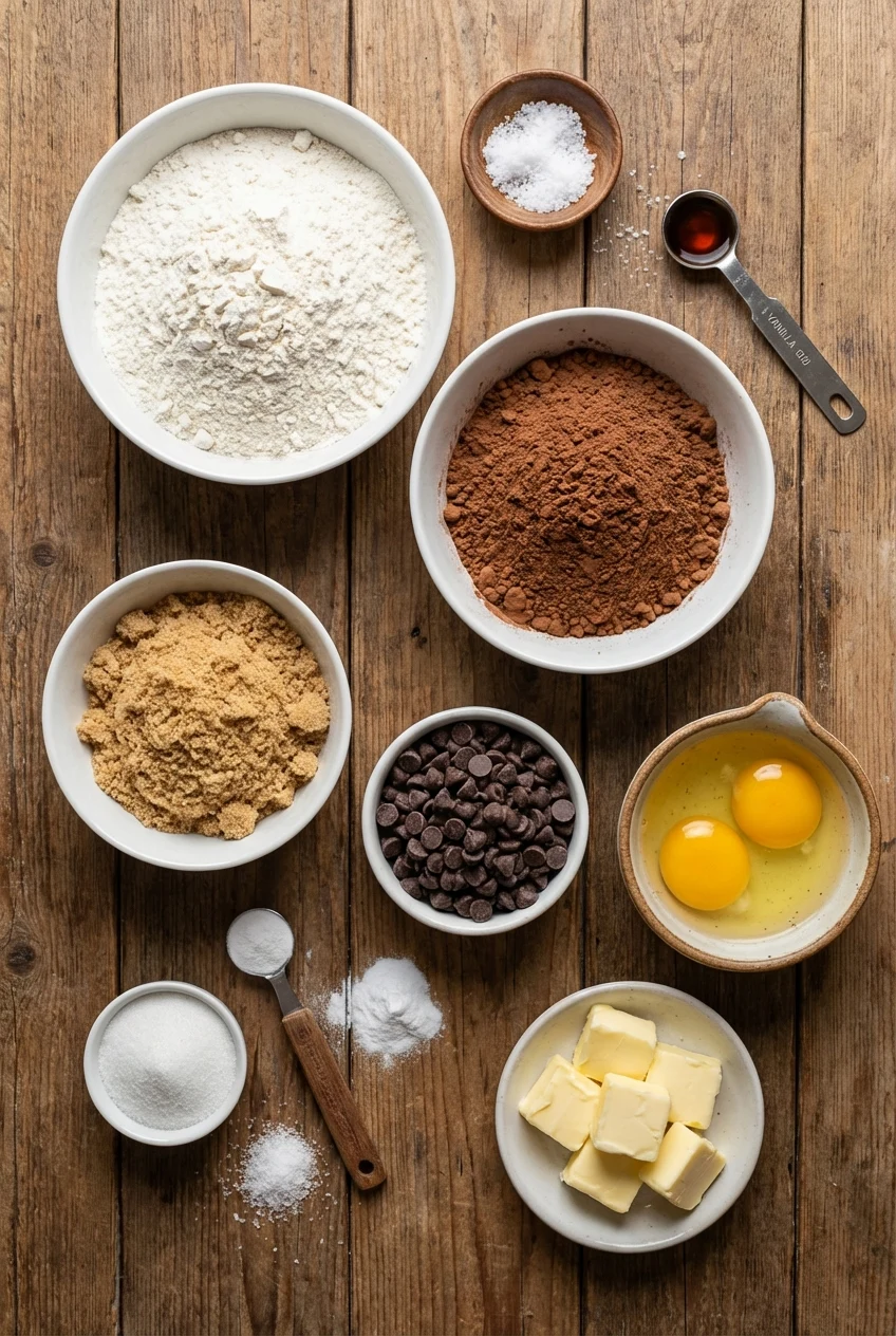 Ingredients for Chocolate Brownie Cookies