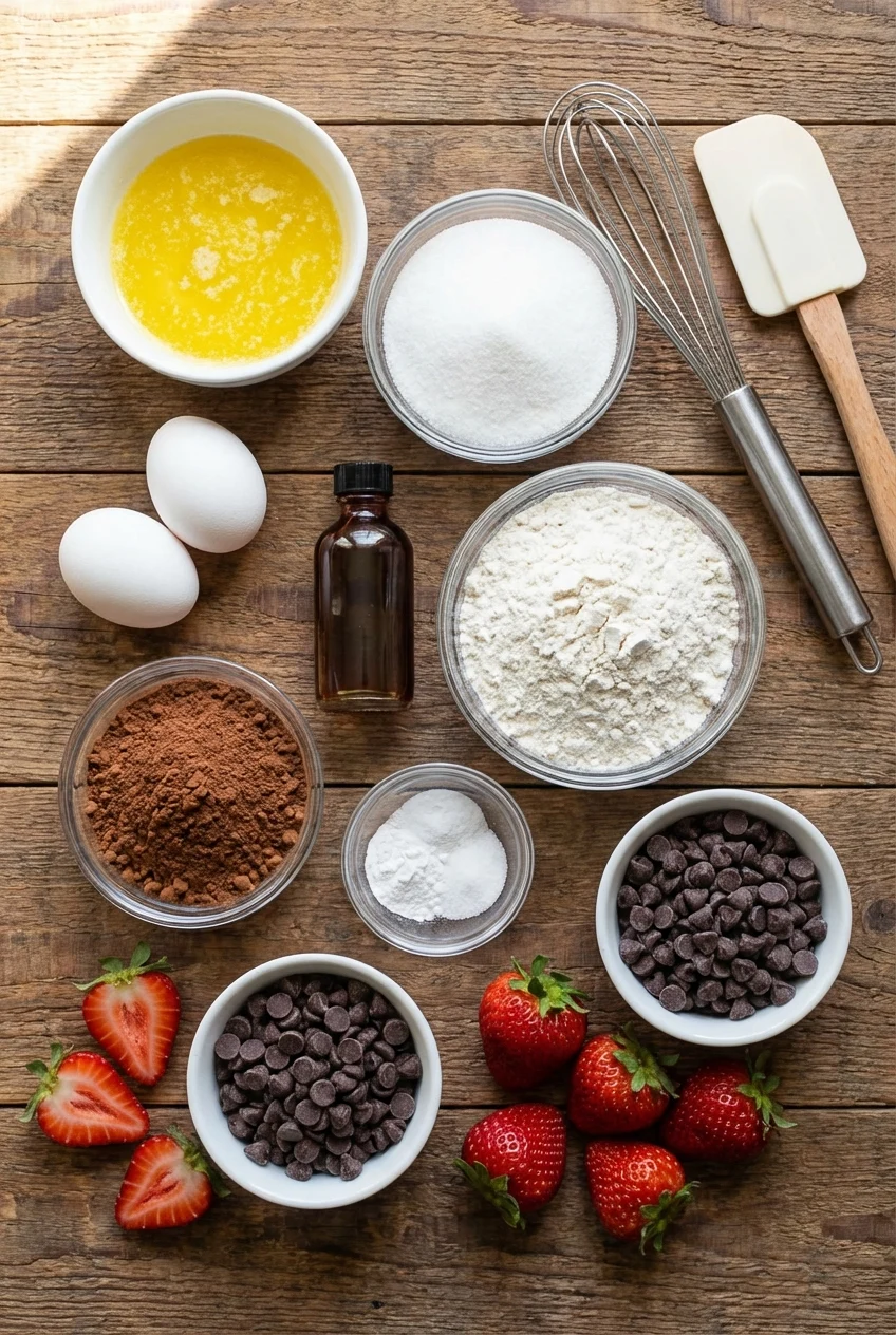 Ingredients for Chocolate Covered Strawberry Brownies