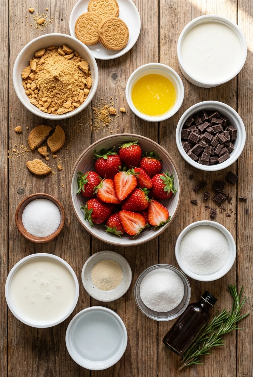Ingredients for Chocolate Strawberry Mousse Cake