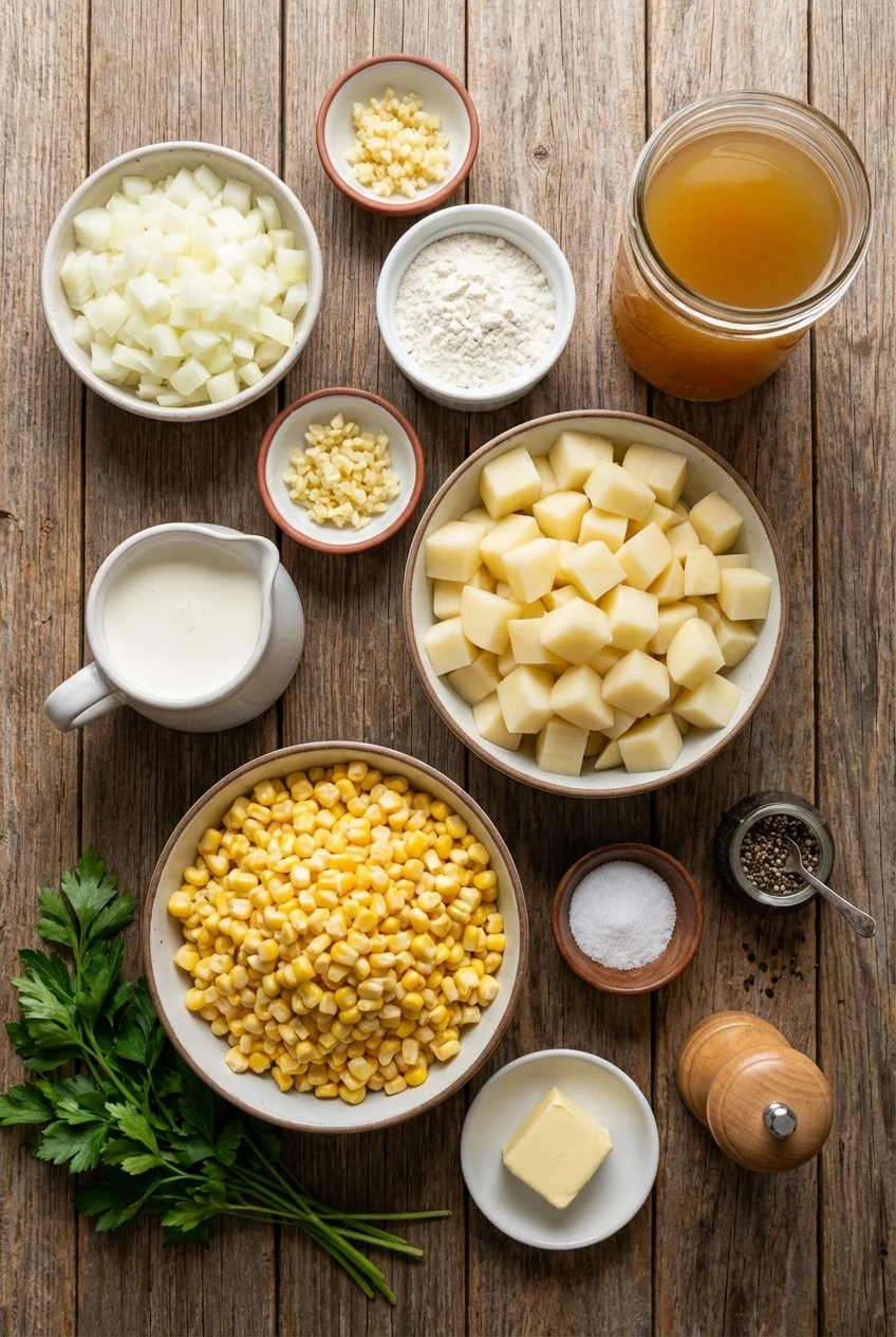Ingredients for Creamy Corn Chowder