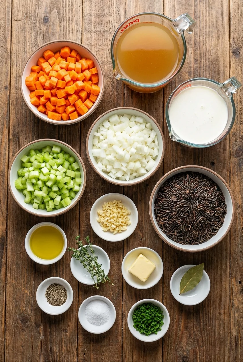Ingredients for Creamy Wild Rice Soup