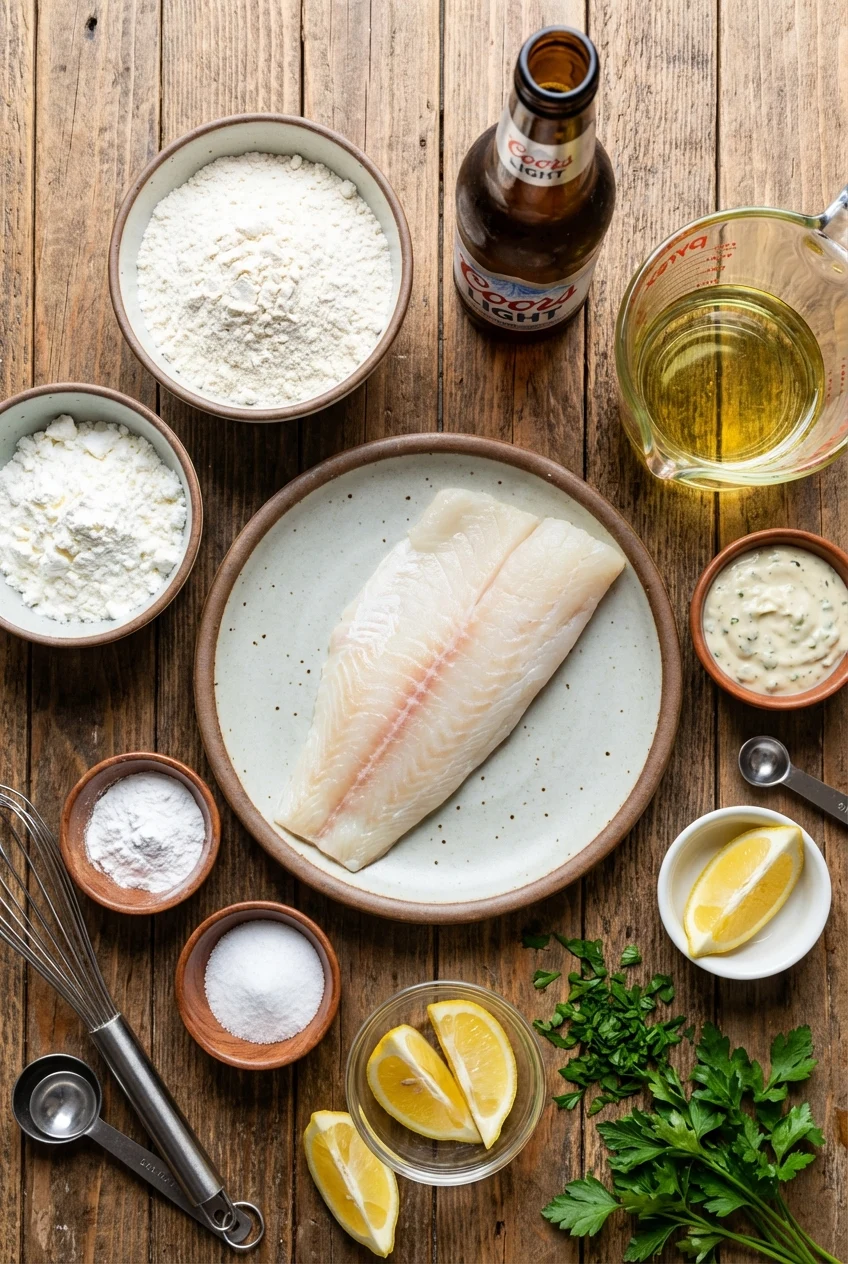 Ingredients for Crispy Beer-Battered Fish
