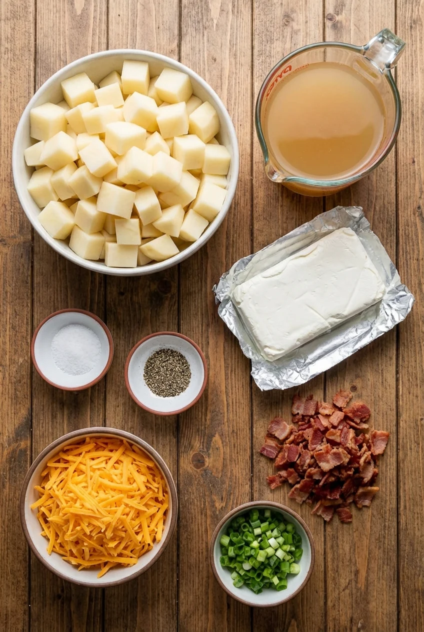 Ingredients for Crock Pot Crack Potato Soup