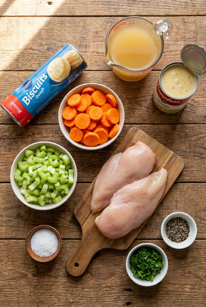 Ingredients for Crockpot Chicken and Dumplings