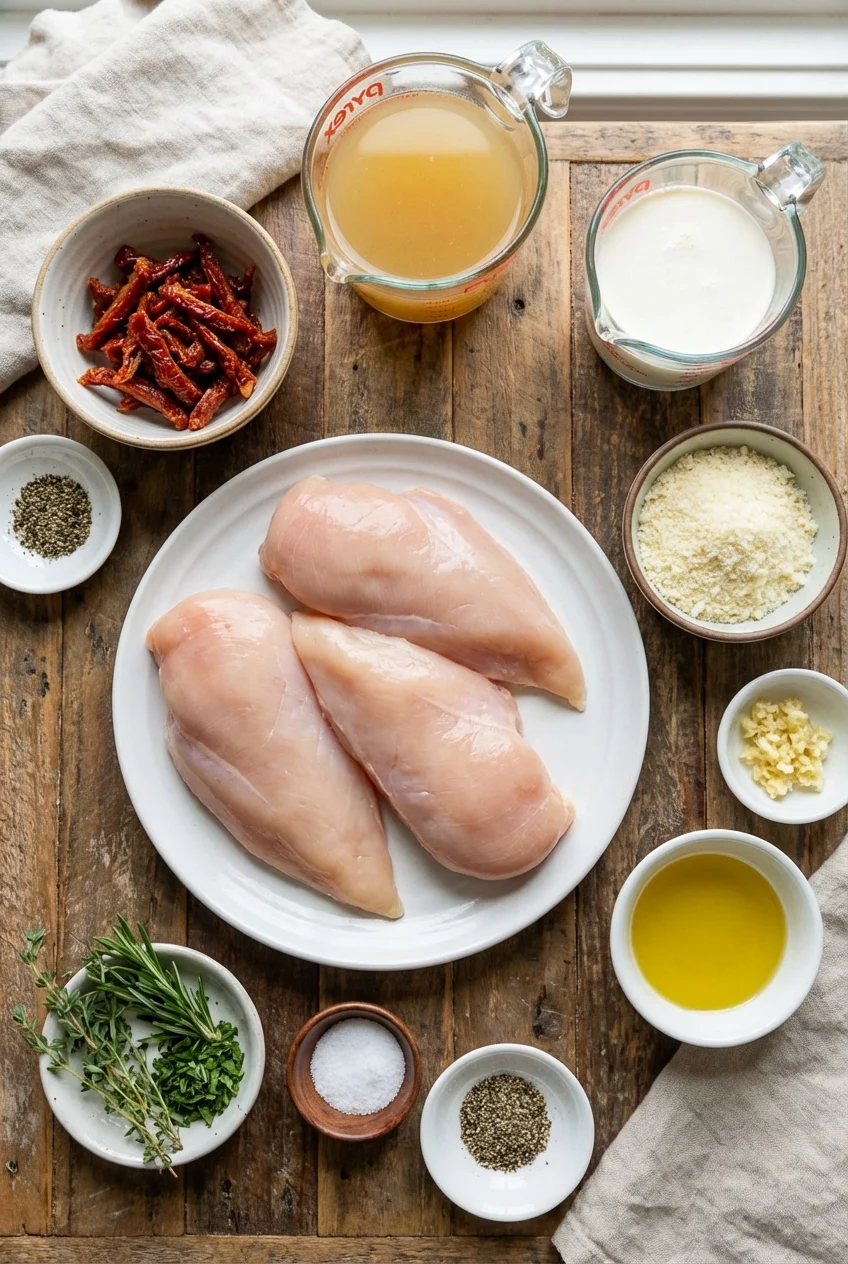 Ingredients for Crockpot Creamy Italian Chicken
