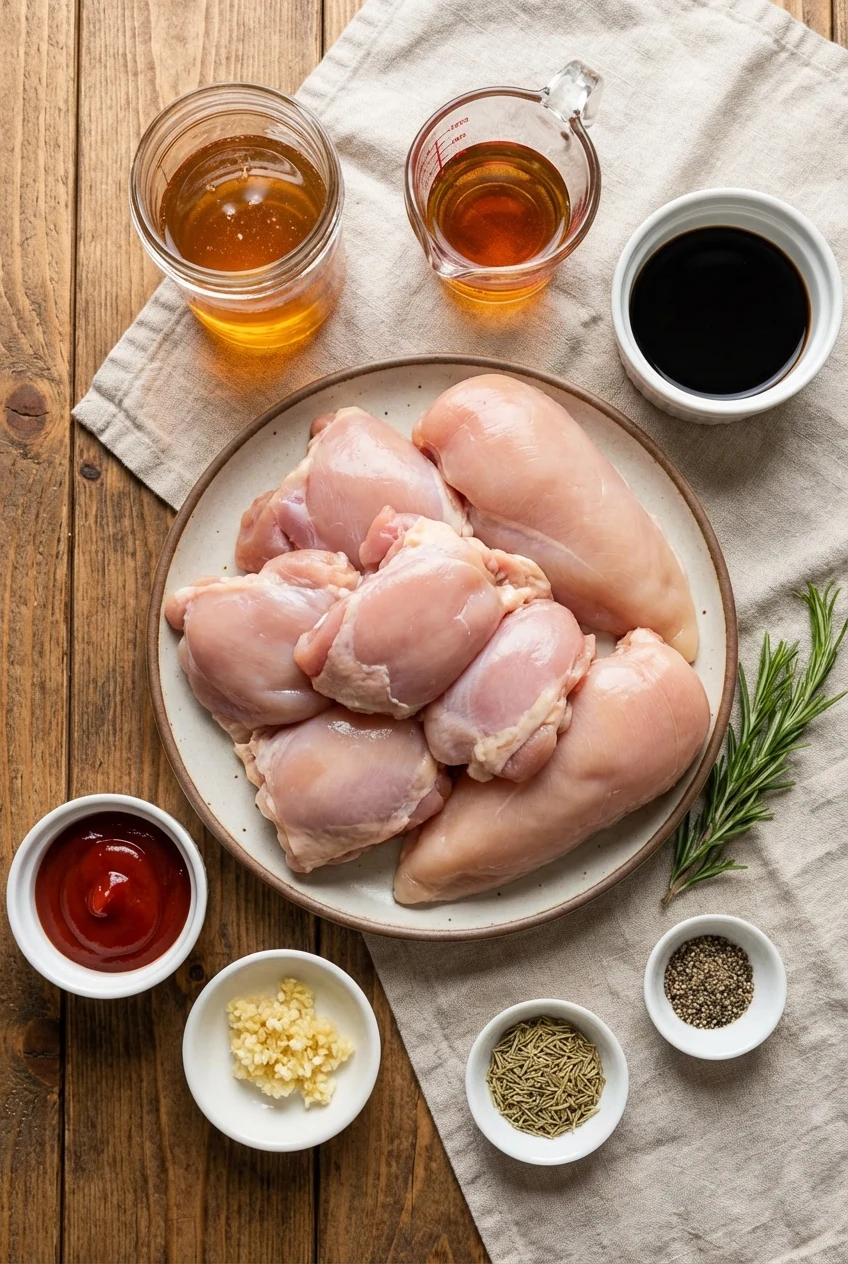 Ingredients for Crockpot Honey Bourbon Chicken