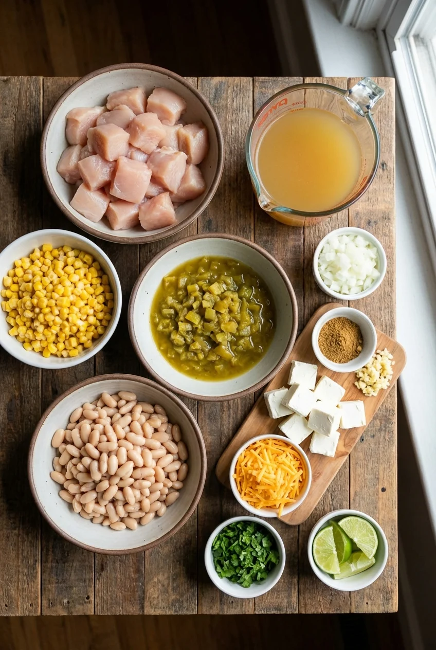 Ingredients for Crockpot White Chicken Chili