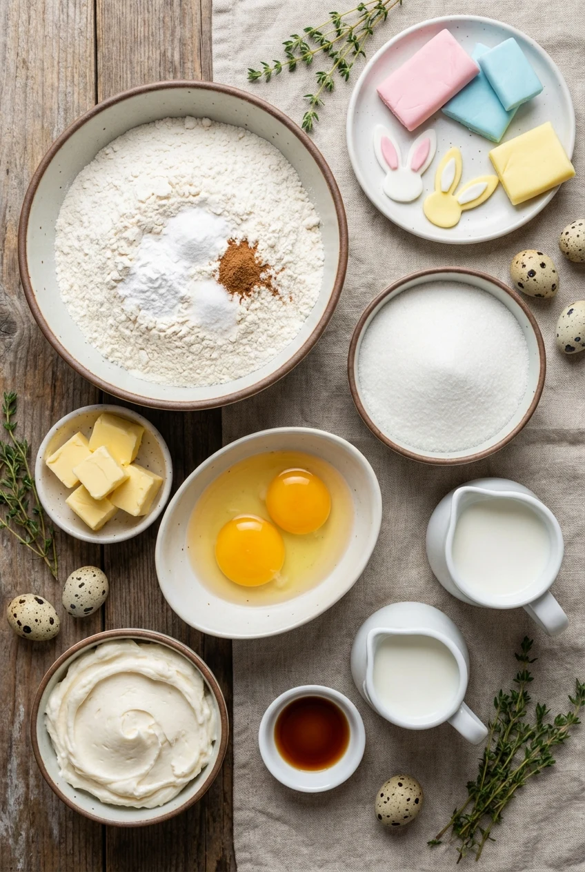 Ingredients for Easter Bunny Cupcakes