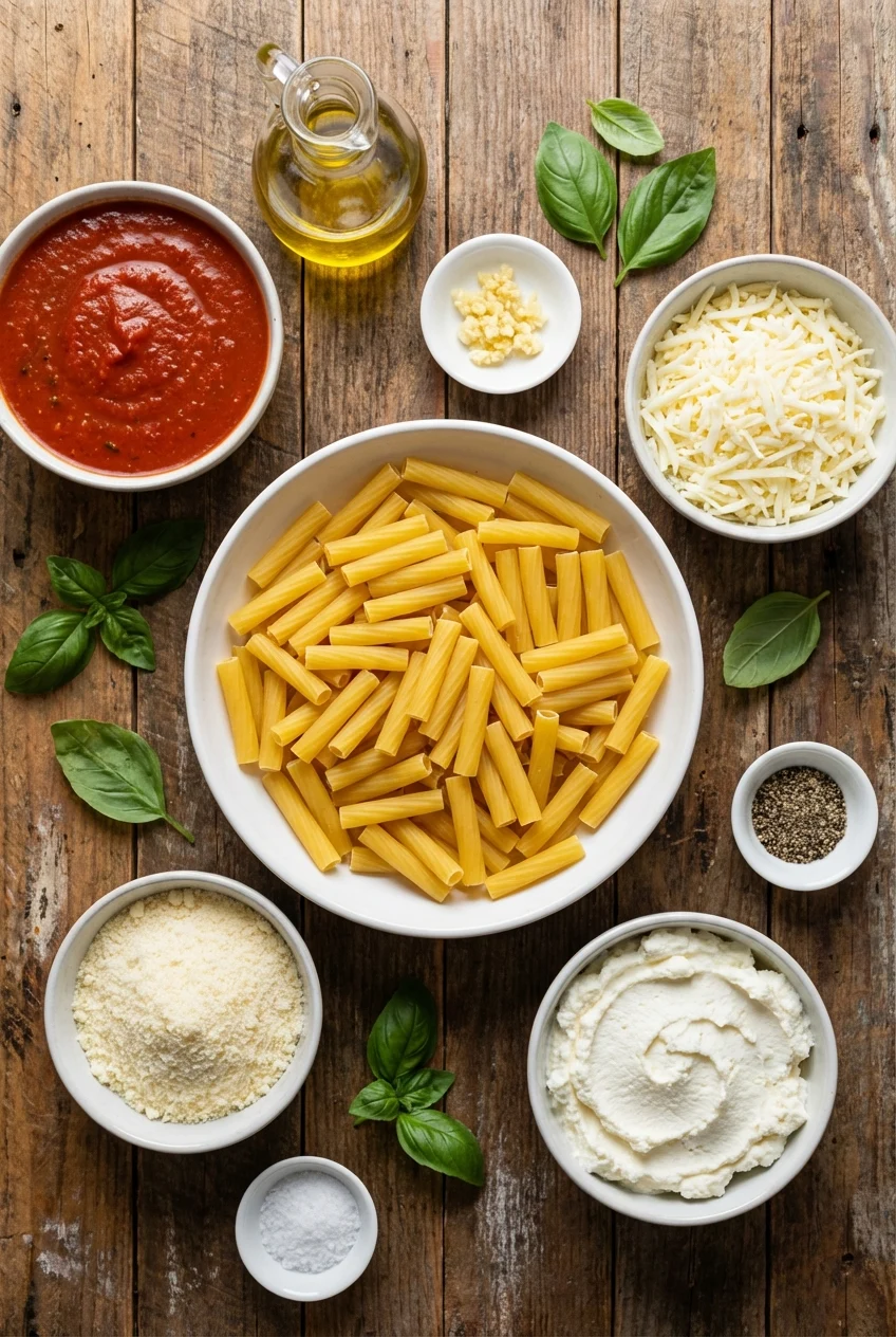 Ingredients for Easy Baked Ziti