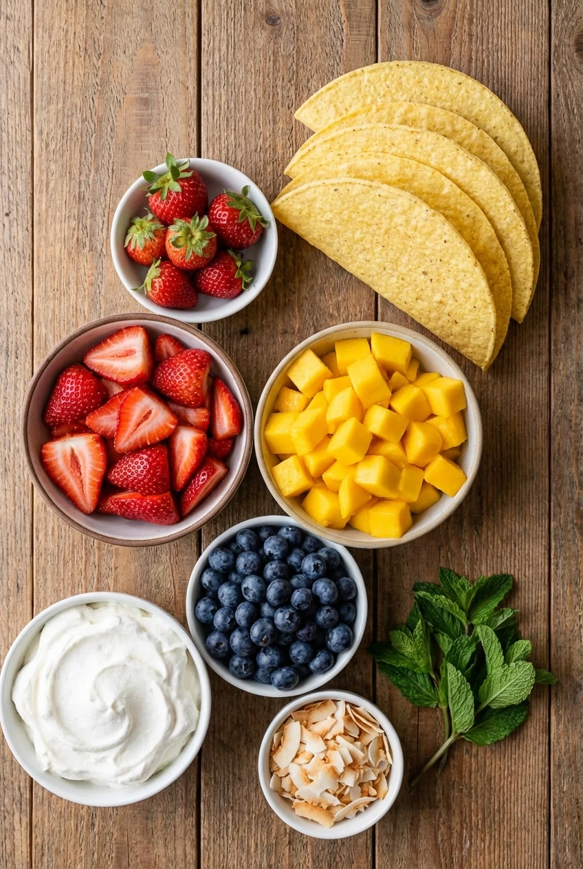 Ingredients for Easy Fruit Dessert Tacos