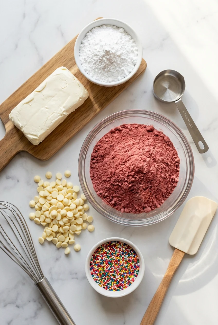 Ingredients for Easy Red Velvet Truffles