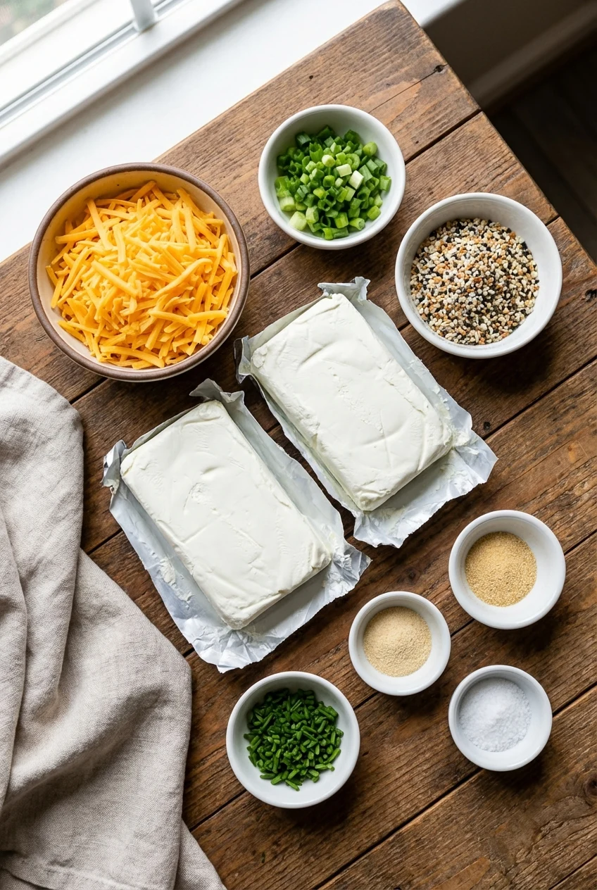 Ingredients for Everything Bagel Cheese Ball