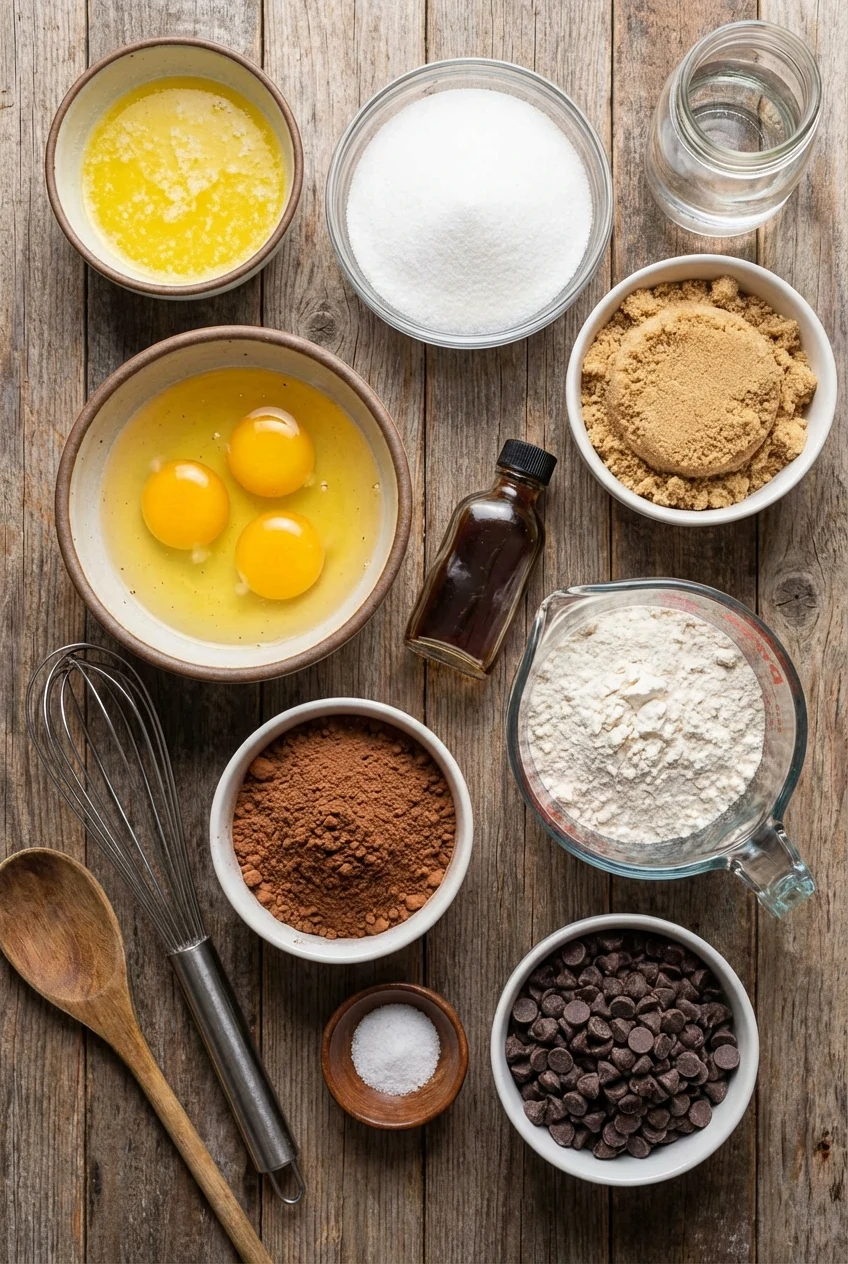 Ingredients for Fudgy Chocolate Brownies