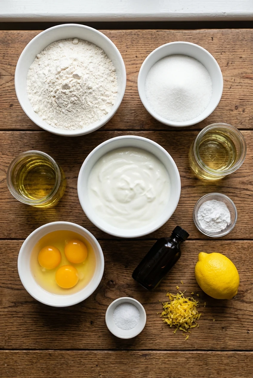 Ingredients for Gâteau au Yaourt (French Yogurt Cake)