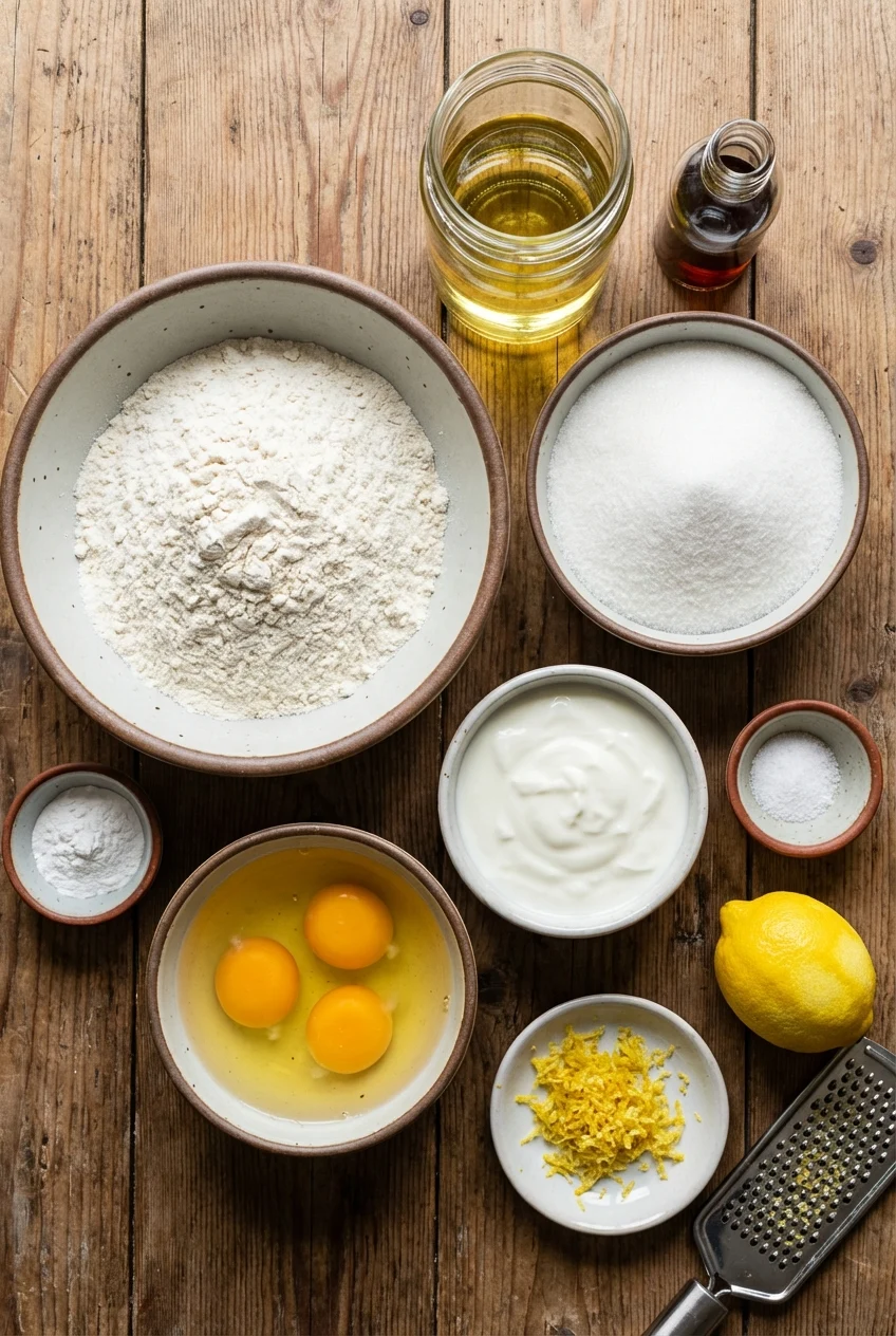Ingredients for Gâteau au Yaourt (French Yogurt Cake)