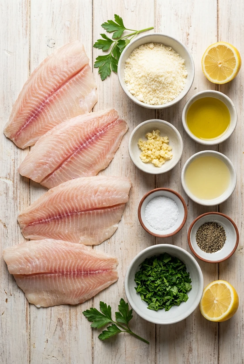Ingredients for Garlic Parmesan Baked Tilapia
