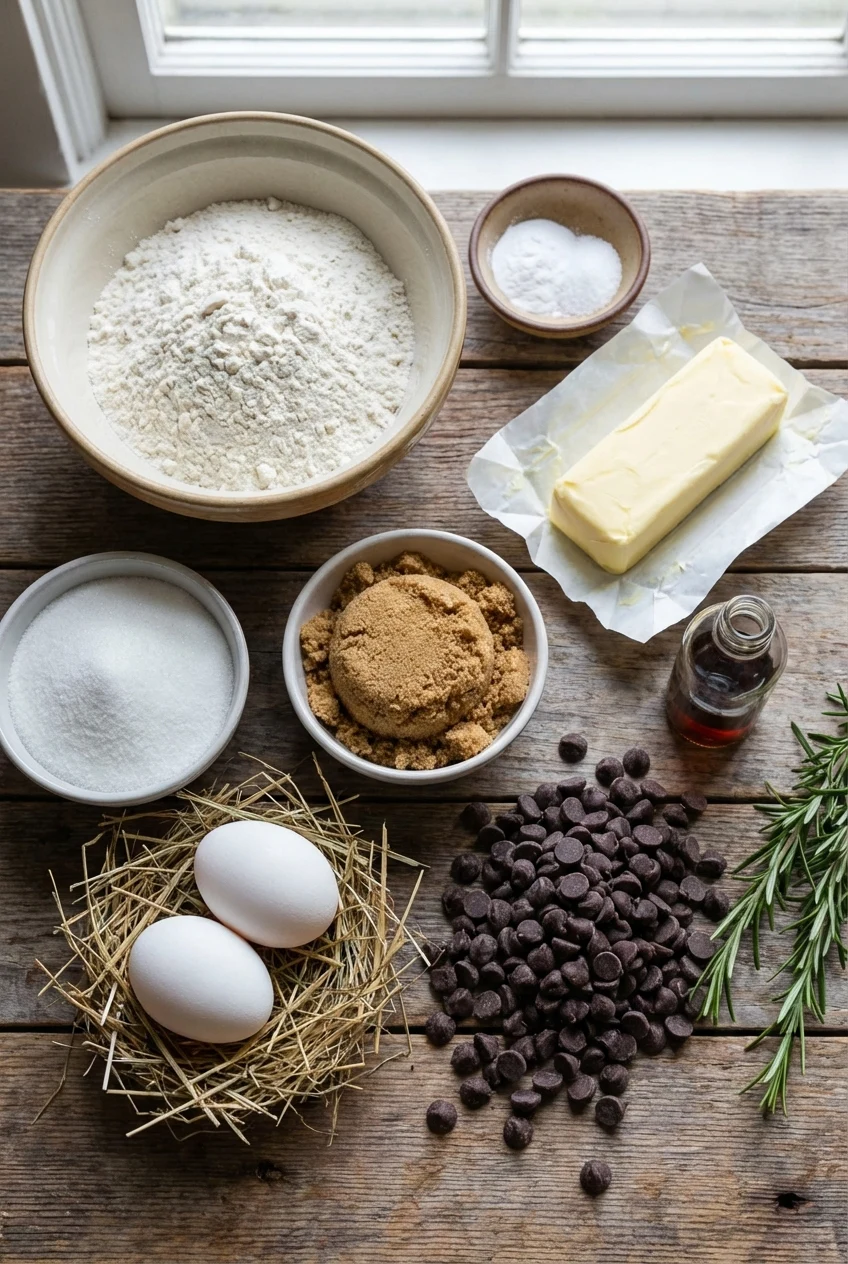 Ingredients for Gourmet Chocolate Chip Cookies