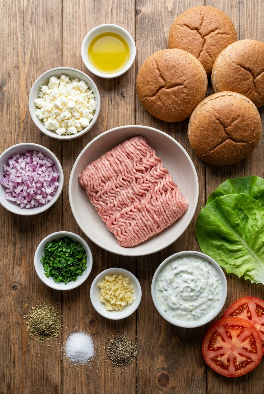 Ingredients for Greek Turkey Burgers