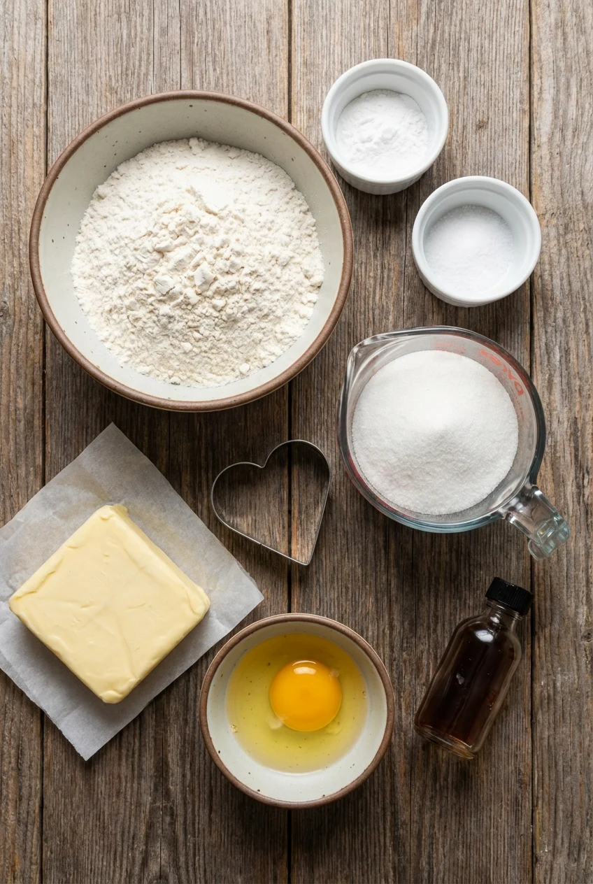 Ingredients for Heart-Shaped Sugar Cookies