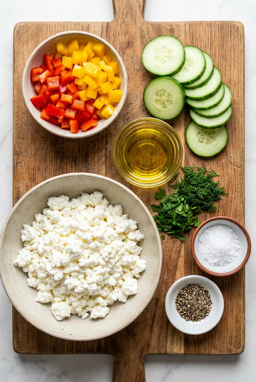 Ingredients for High Protein Cottage Cheese Bowl