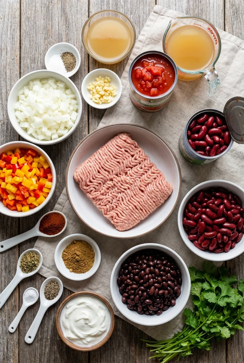 Ingredients for High Protein Turkey Chili Recipe