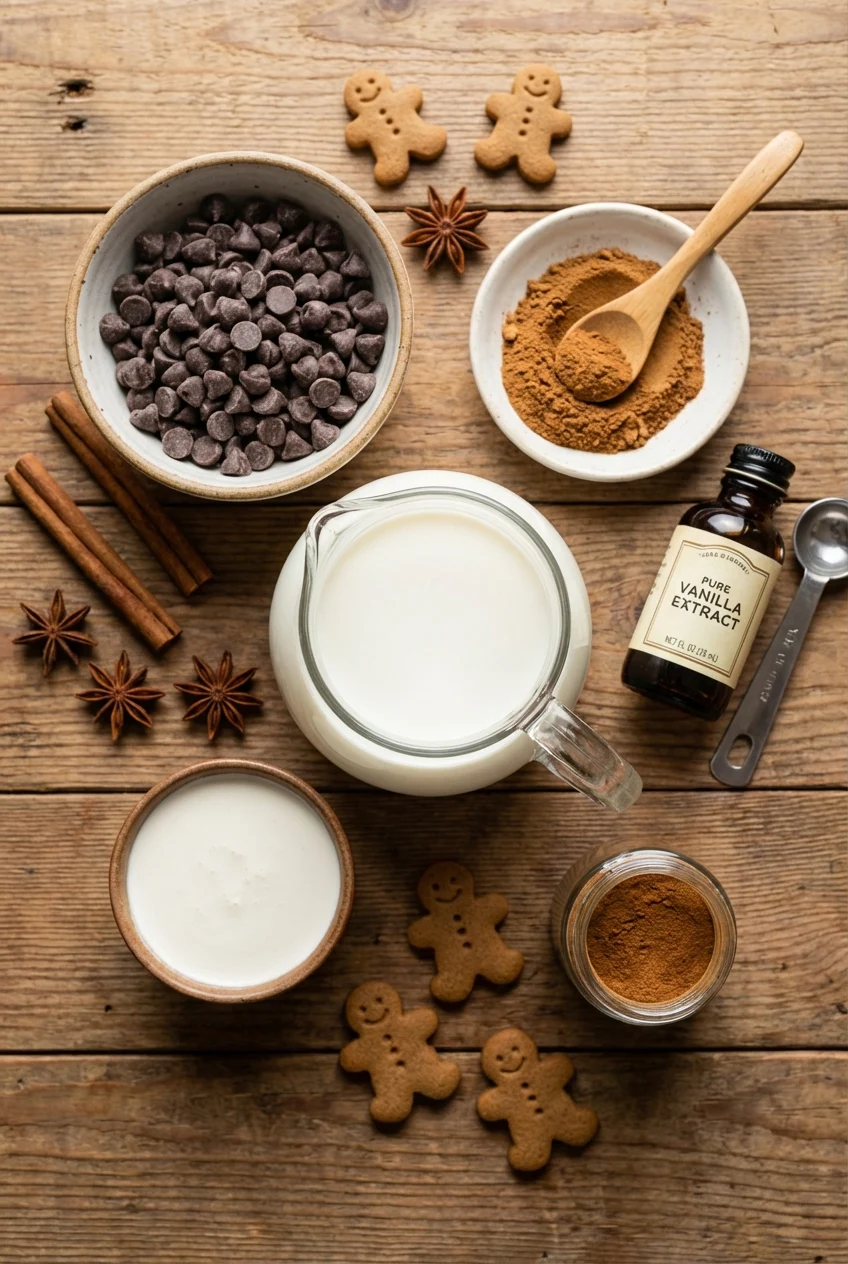 Ingredients for Homemade Gingerbread Hot Chocolate