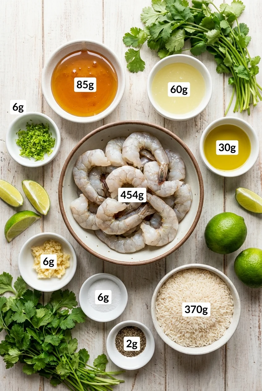 Ingredients for Honey Lime Shrimp Bowls
