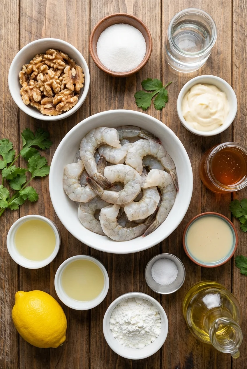 Ingredients for Honey Walnut Shrimp