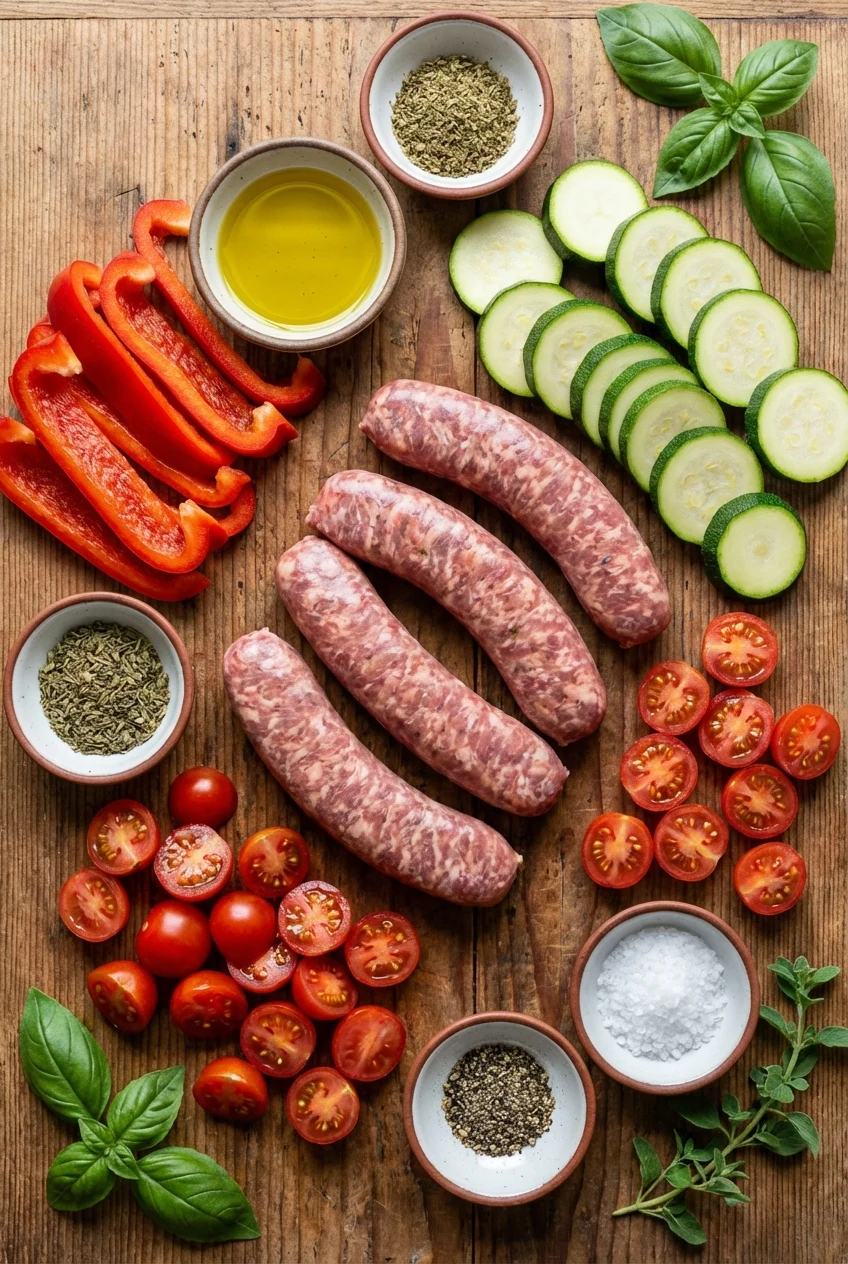 Ingredients for Italian Sausage Veggie Prep