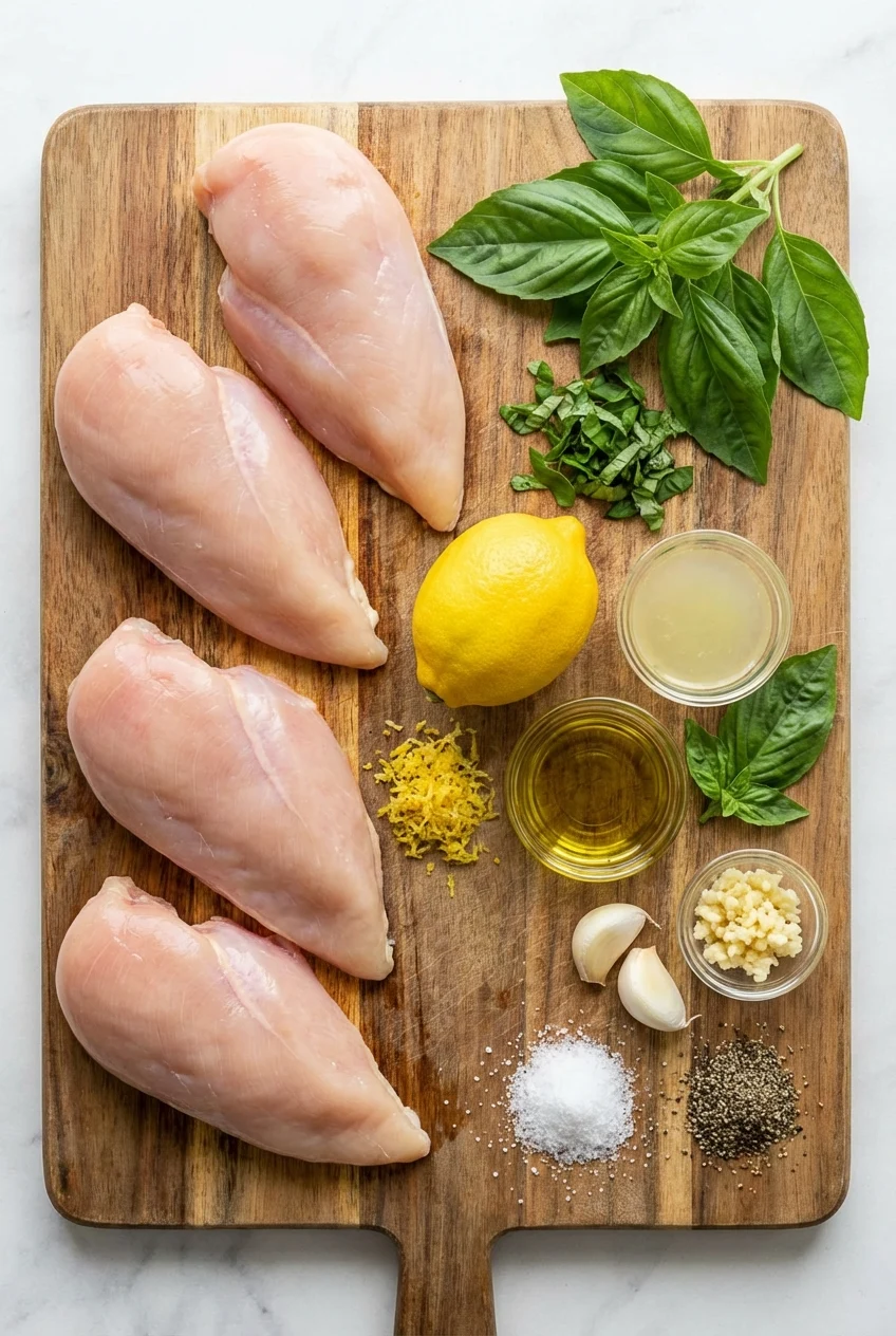 Ingredients for Lemon Basil Grilled Chicken