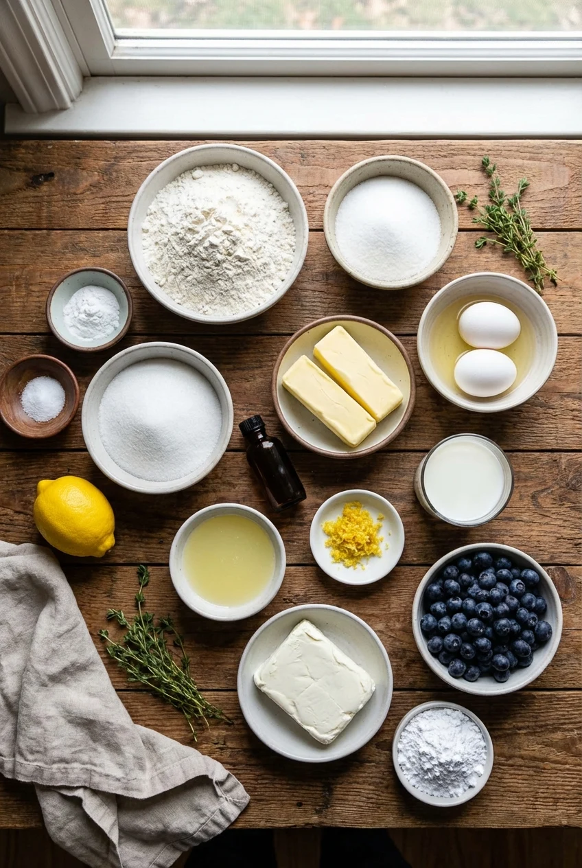 Ingredients for Lemon Blueberry Cupcakes