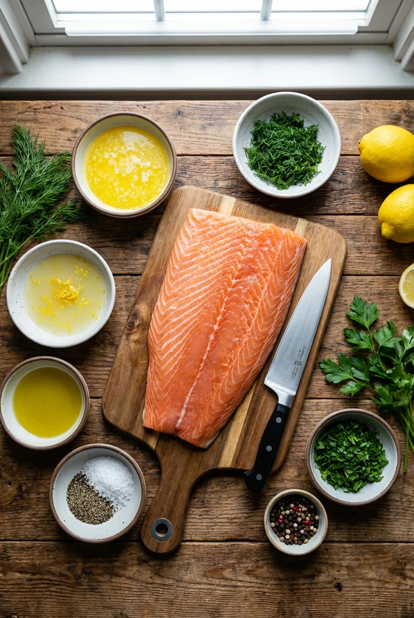 Ingredients for Lemon Butter Salmon Bites
