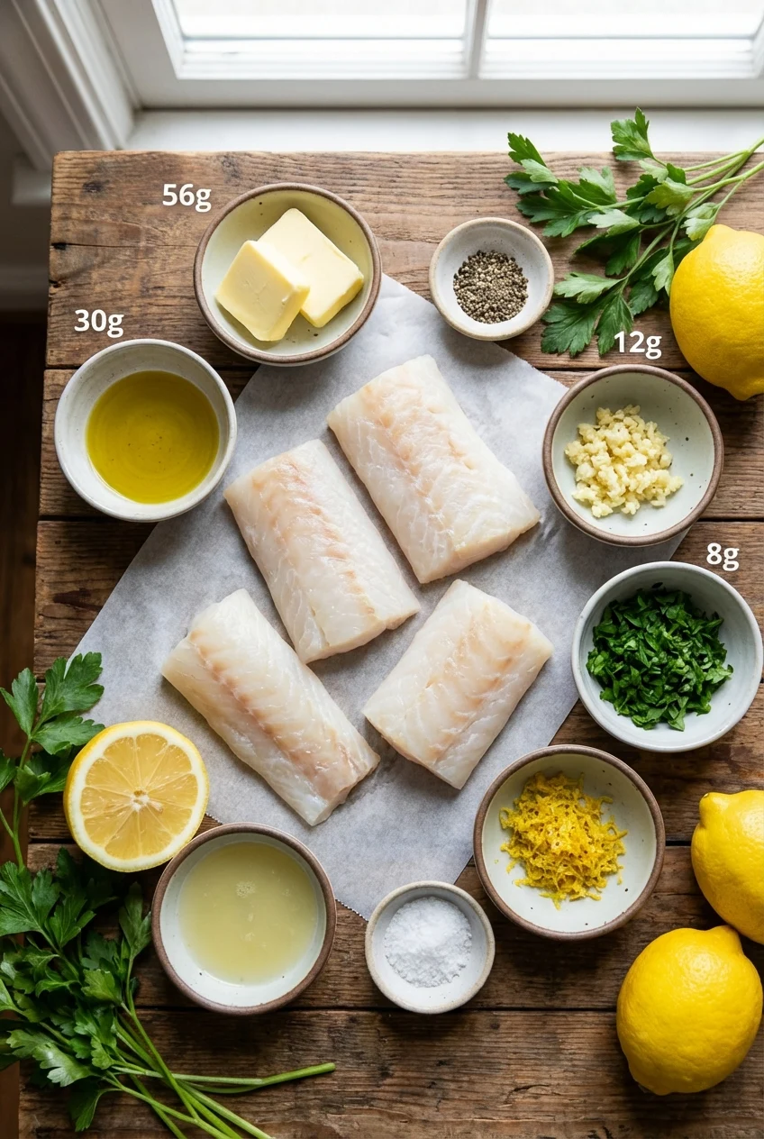 Ingredients for Lemon Garlic Butter Cod