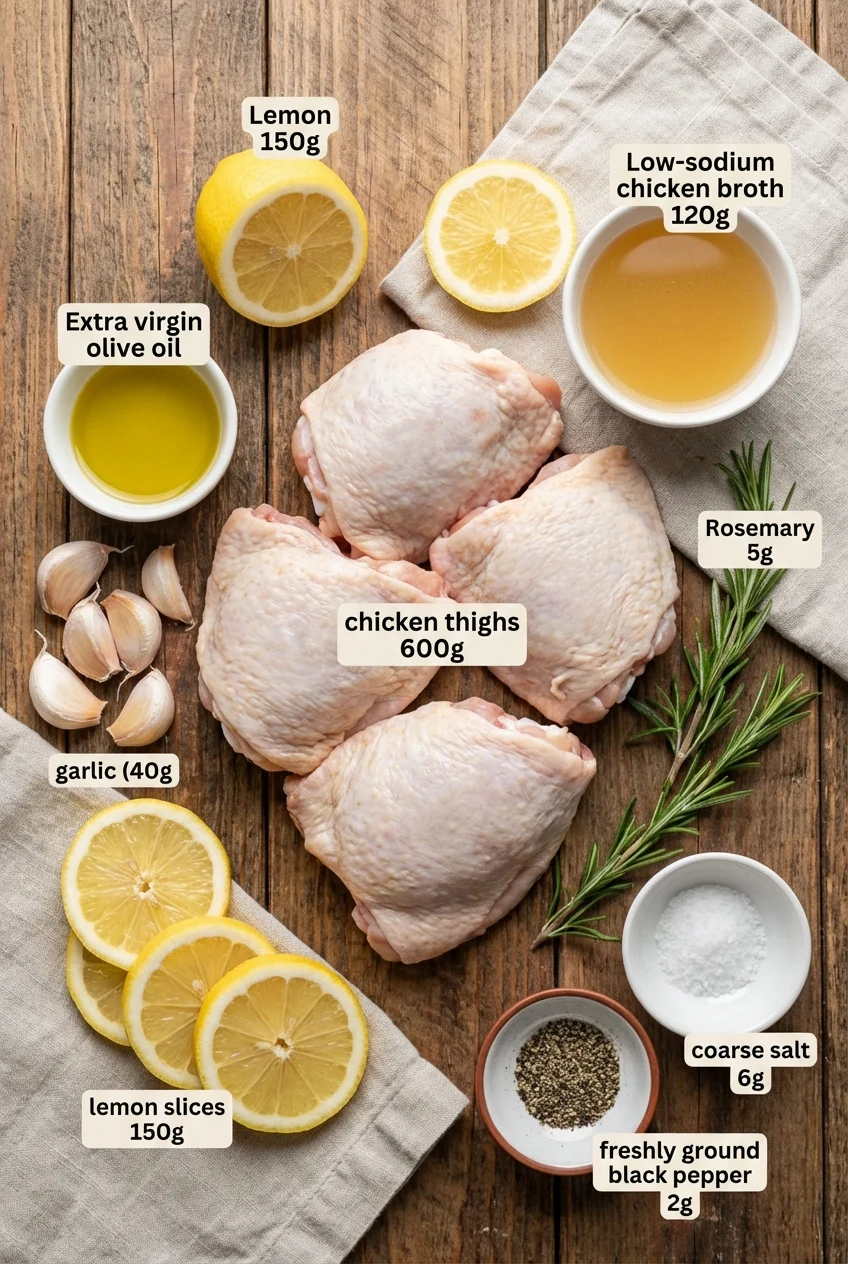 Ingredients for Lemon Garlic Chicken Bake