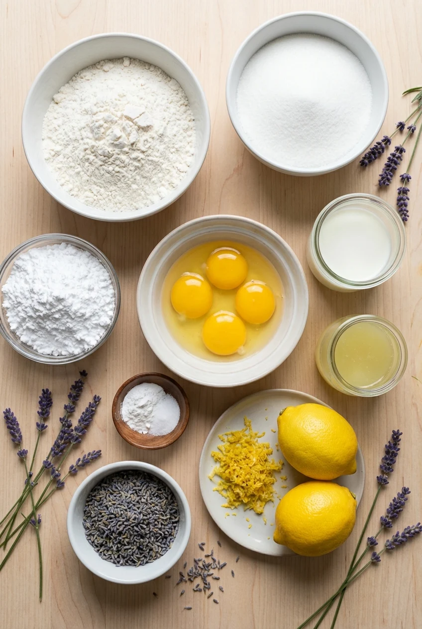 Ingredients for Lemon Lavender Pound Cake