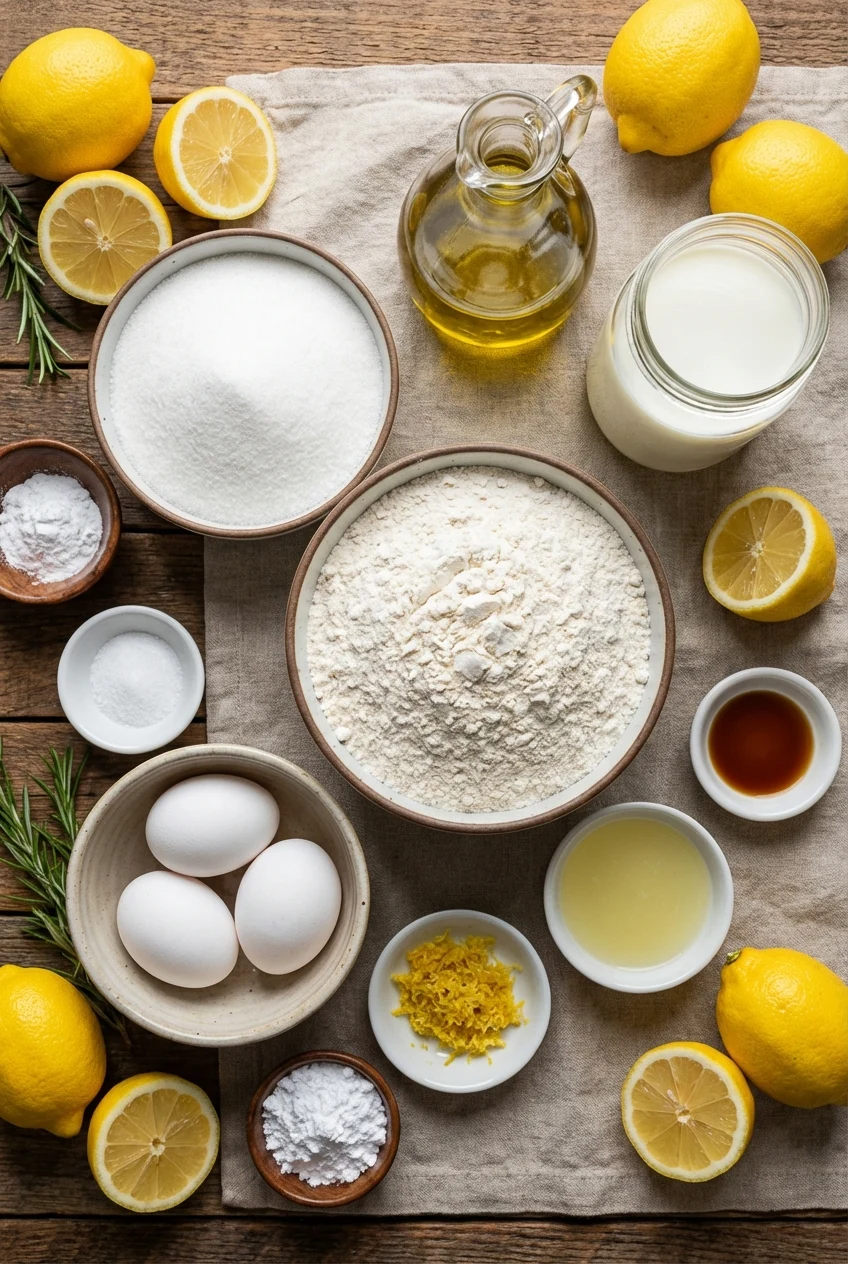 Ingredients for Lemon Olive Oil Cake
