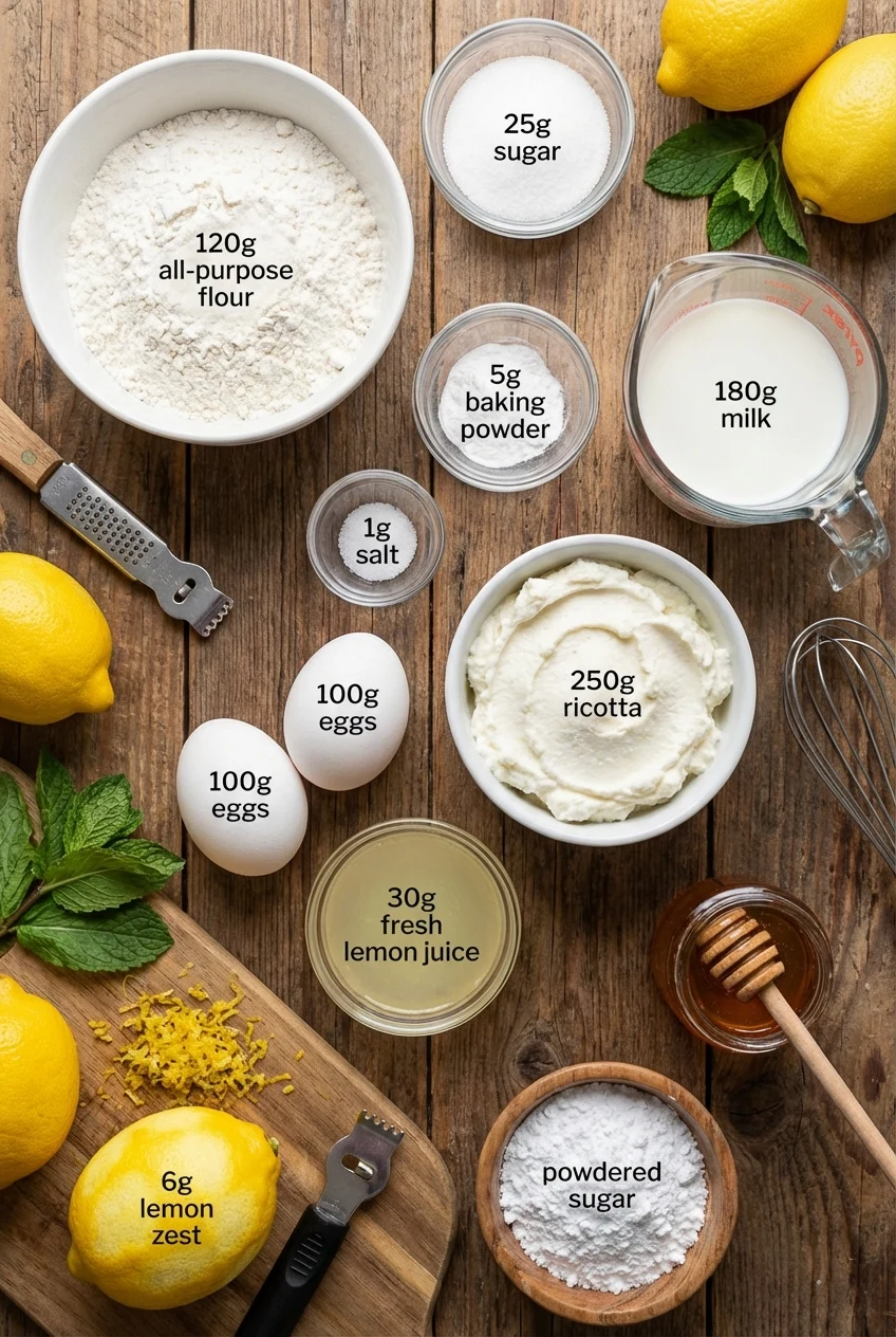 Ingredients for Lemon Ricotta Pancakes