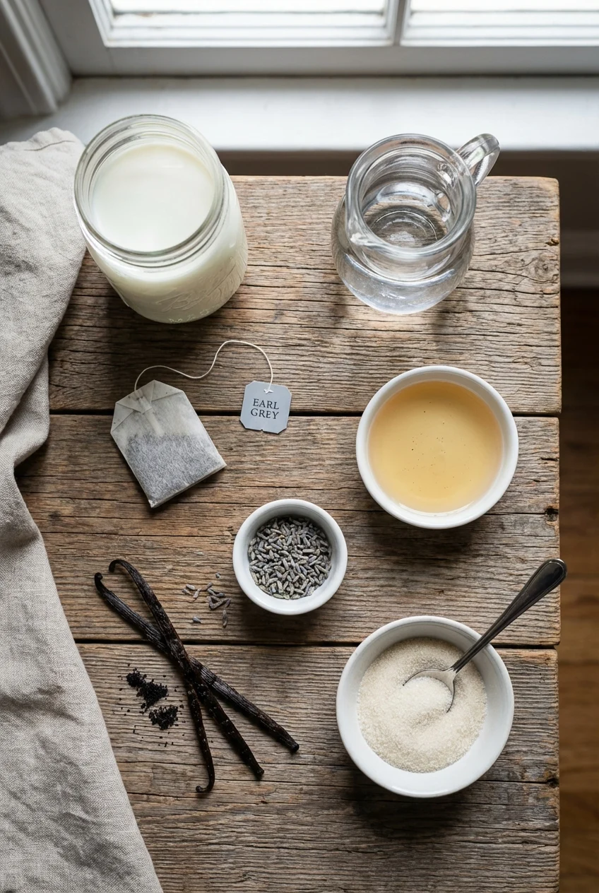 Ingredients for London Fog Tea Latte