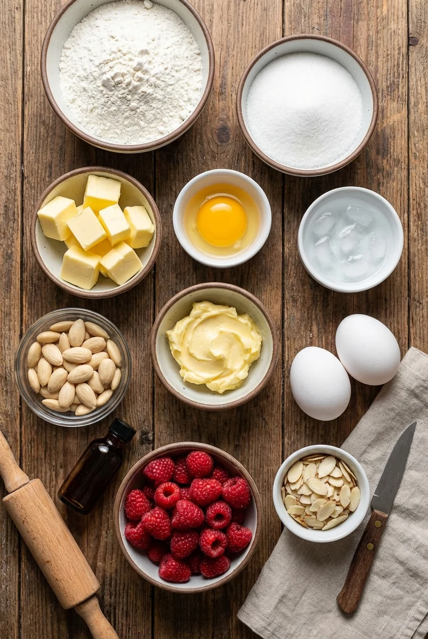 Ingredients for Raspberry Almond Tart