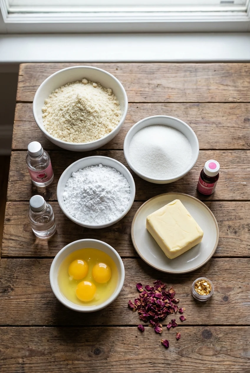 Ingredients for Rose Petal Macarons