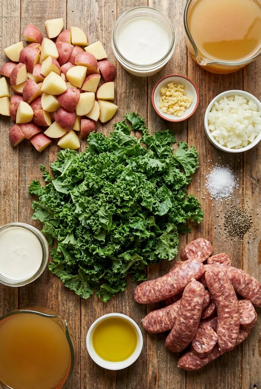 Ingredients for Sausage and Kale Zuppa Toscana