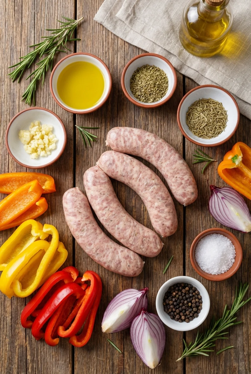 Ingredients for Sheet Pan Sausage and Peppers