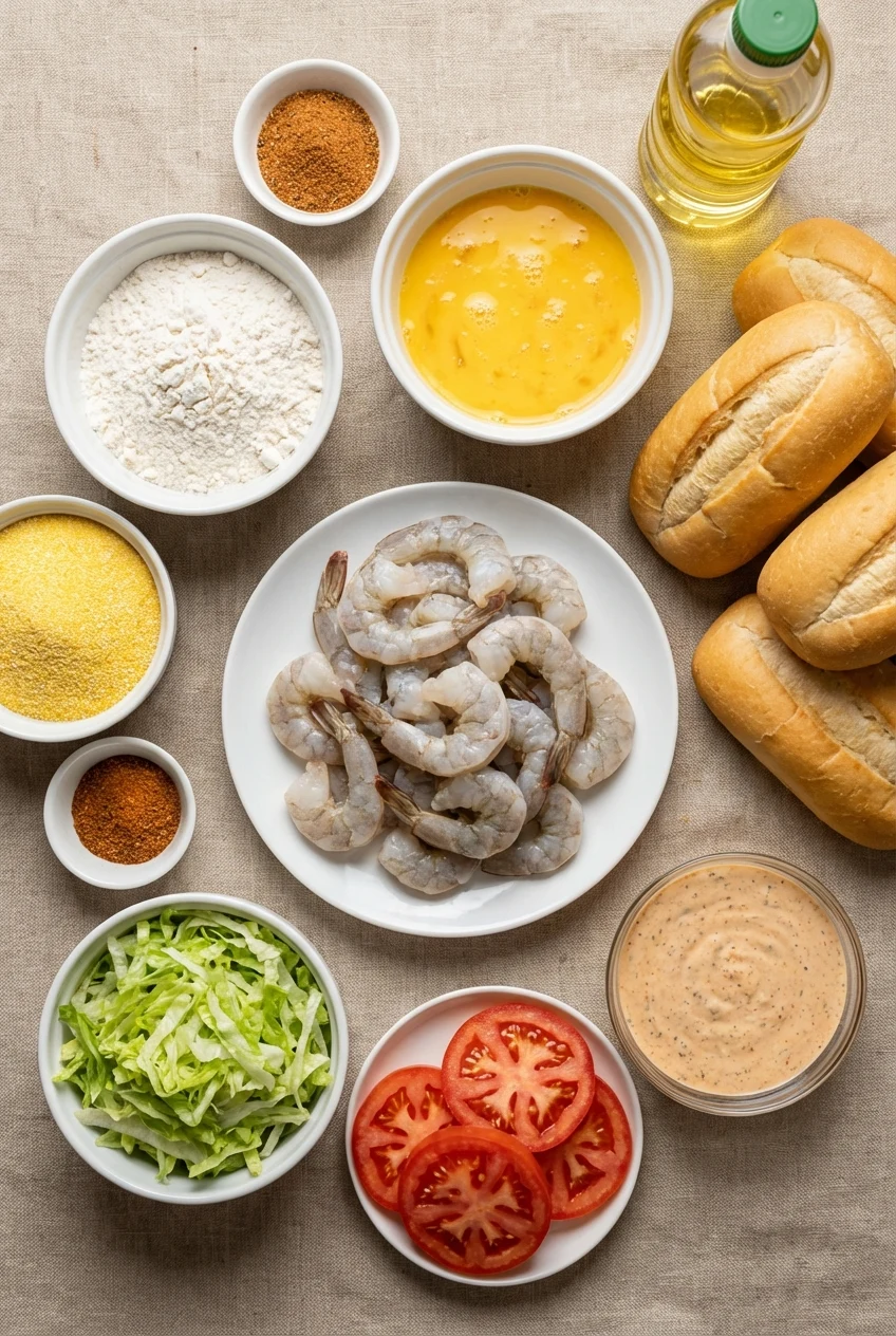 Ingredients for Shrimp Po’ Boy Sandwiches