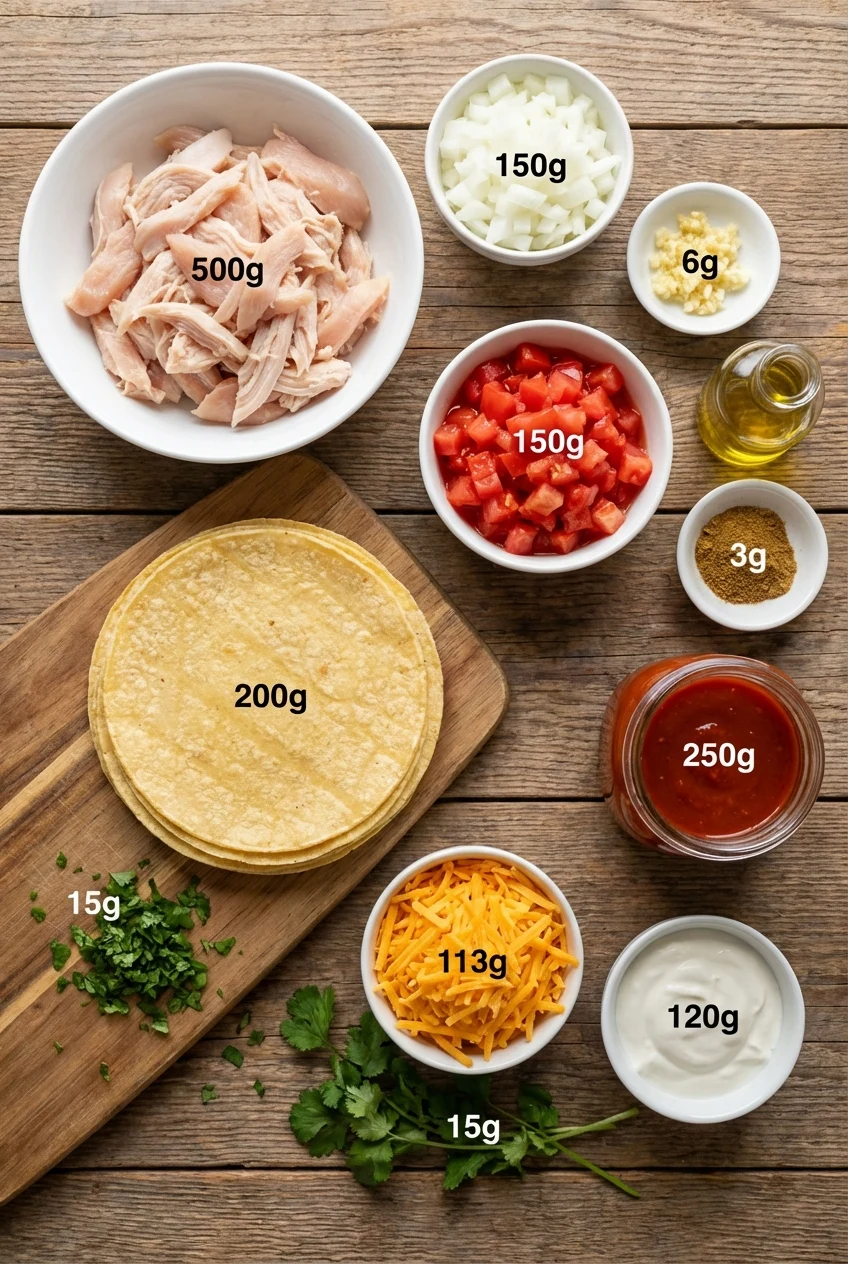 Ingredients for Skinny Chicken Enchiladas