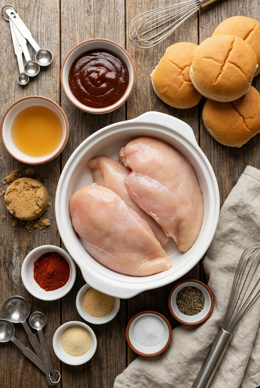 Ingredients for Slow Cooker BBQ Pulled Chicken